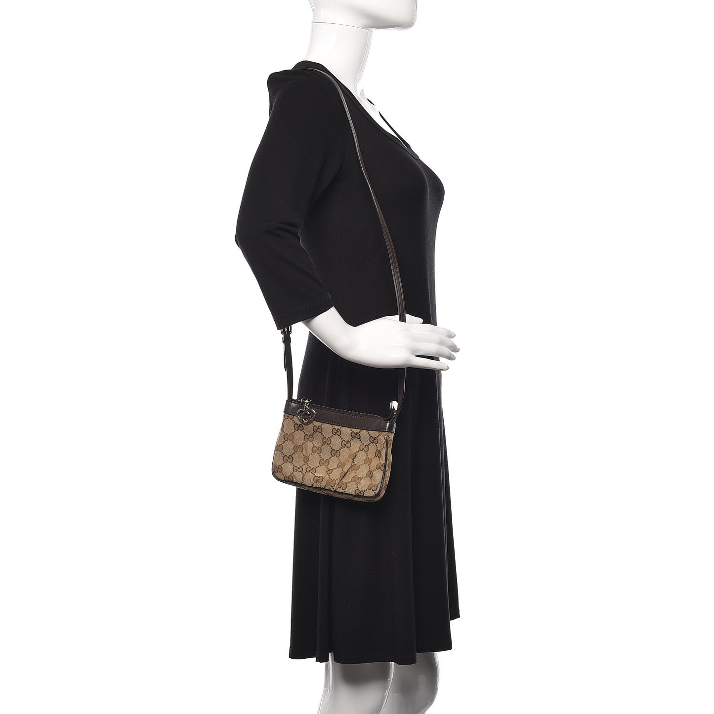 Monogram GG Heart Charm Crossbody Pochette Brown