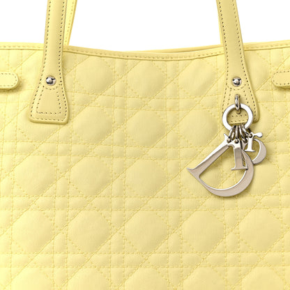 Christian Dior Coated Canvas Cannage Medium Panarea Tote Light Yellow 8 of 17