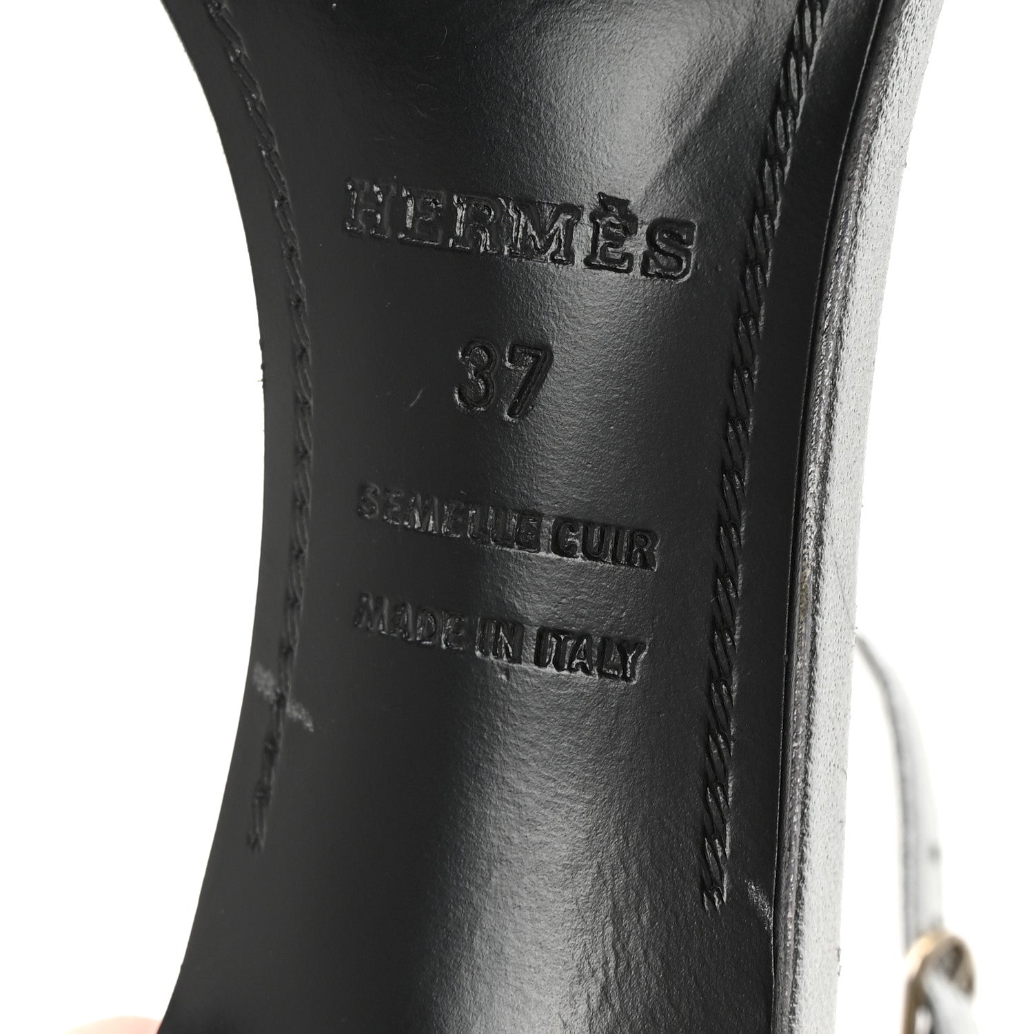 Hermes Metallic Lambskin Crystal Powder Premiere 70 Sandals 37 Gris Argente 7 of 8