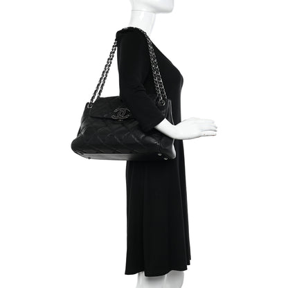 Chanel Calfskin Double Stitch Large Hamptons Flap Bag Black 2 of 10