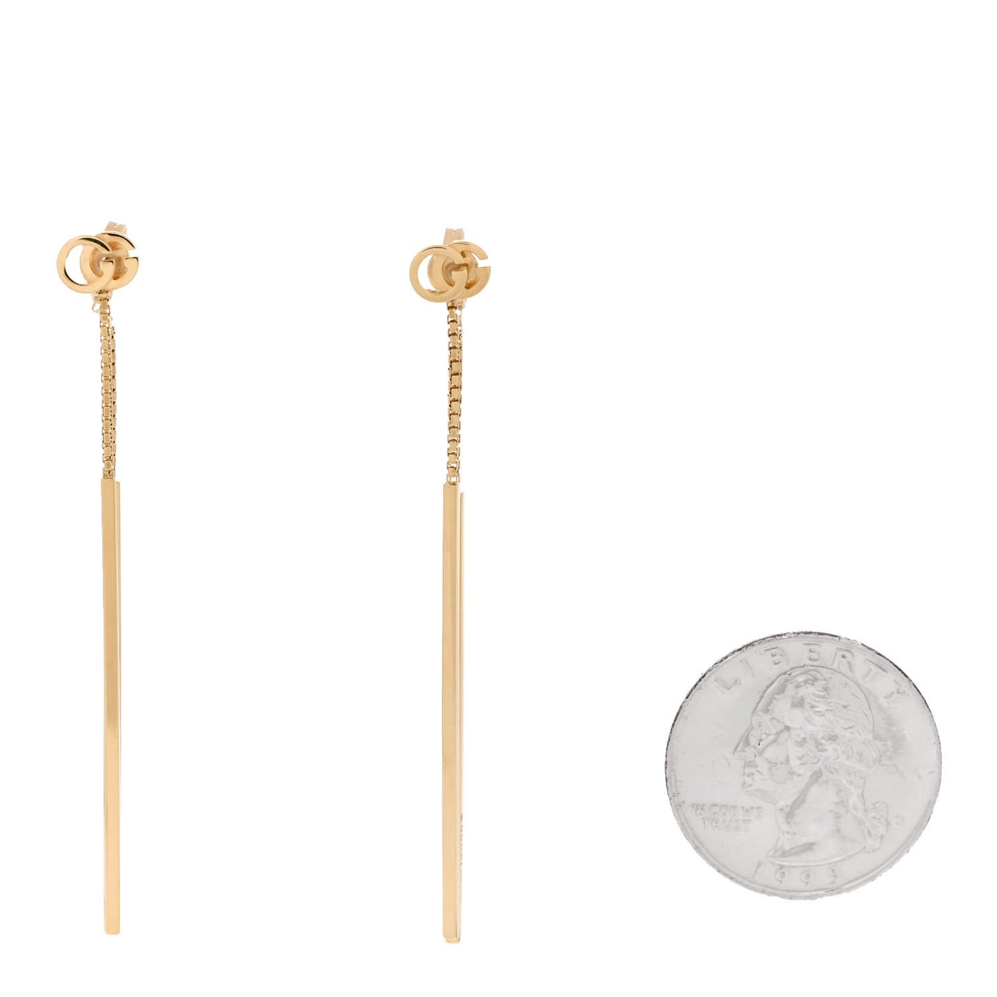 18K Yellow Gold Running G Drop Chain Earrings