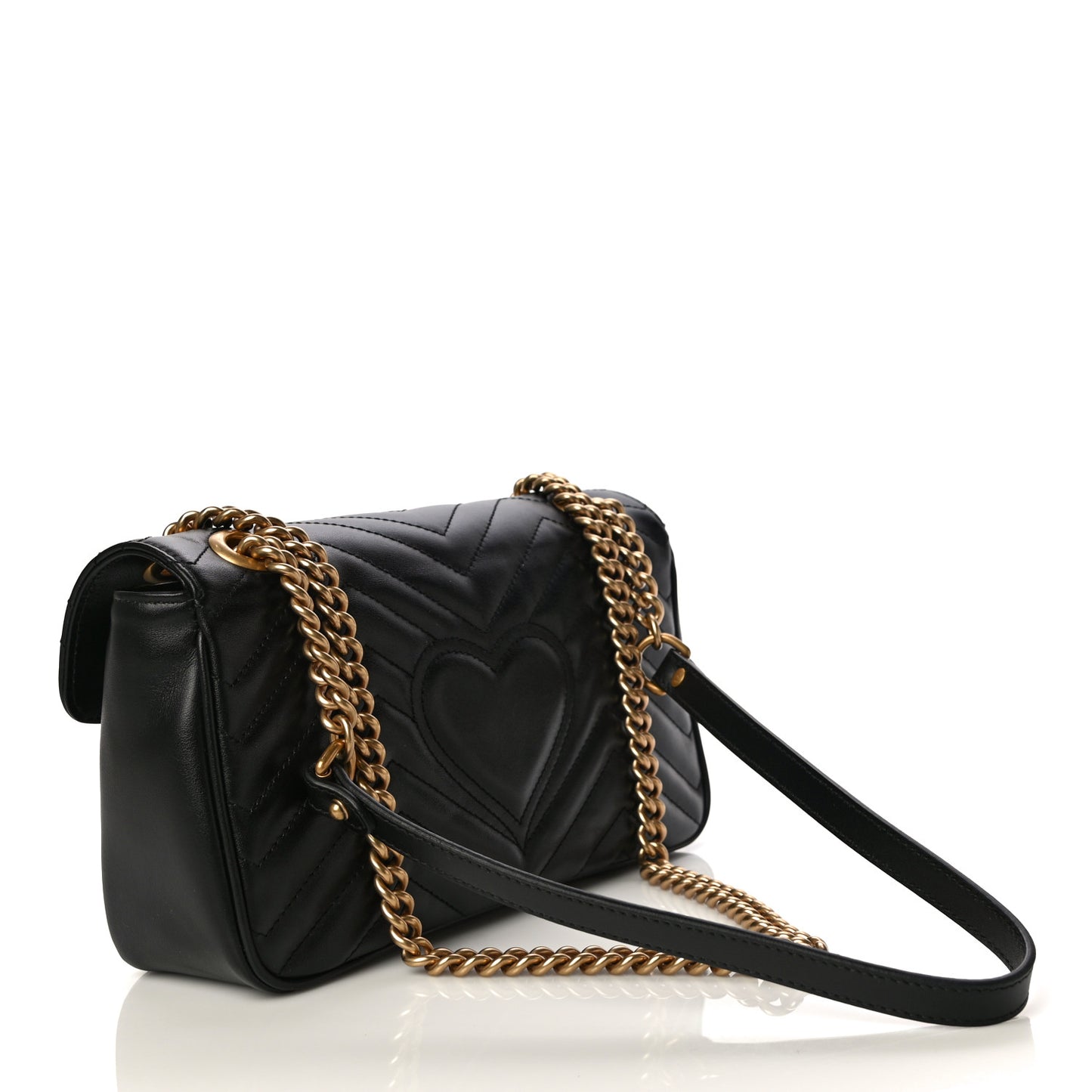 Calfskin Matelasse Small GG Marmont Shoulder Bag Black