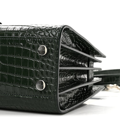 Saint Laurent Calfskin Crocodile Embossed Nano Sac De Jour Dark Green 10 of 12