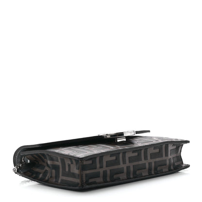 Fendi Vitello Soft Catalan Mirror F is Fendi Bi-Color FF 1974 Embossed Medium Envelope Wallet On Chain Maya Black Argento 4 of 12