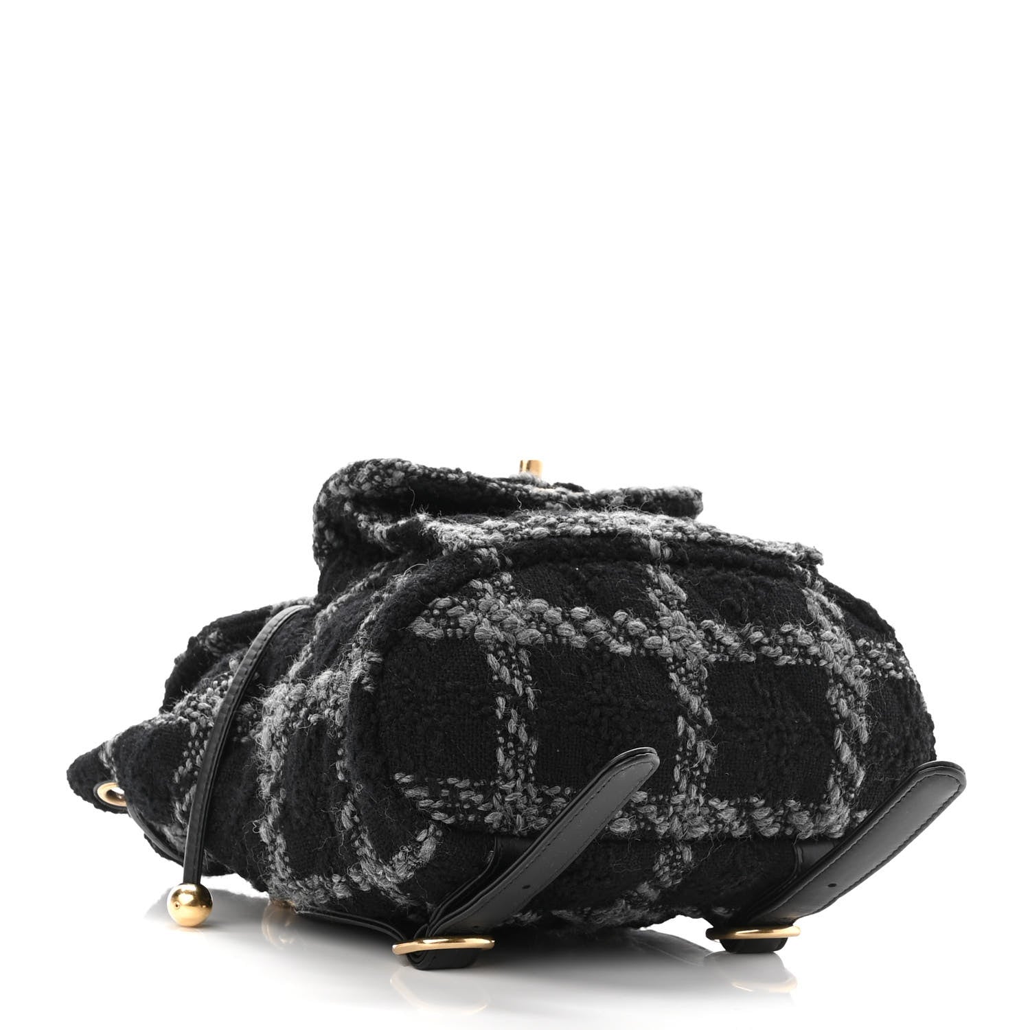Chanel Wool Tweed Elegant Backpack Black Grey 4 of 10