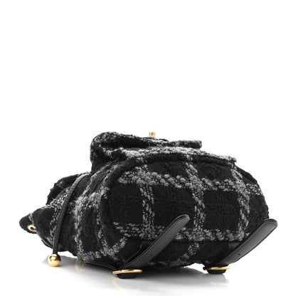 Chanel Wool Tweed Elegant Backpack Black Grey 4 of 10