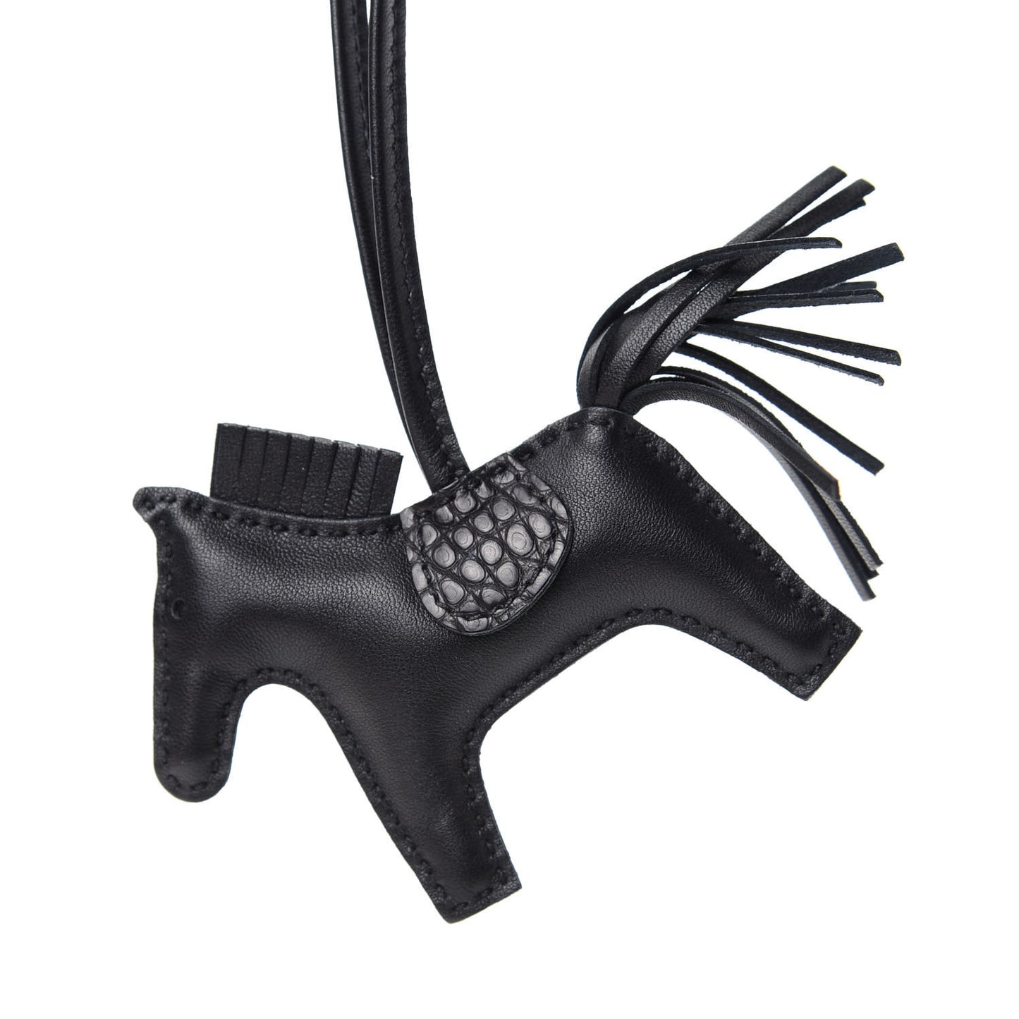 Milo Lambskin Matte Alligator Touch Grigri Rodeo Horse Bag Charm PM So Black