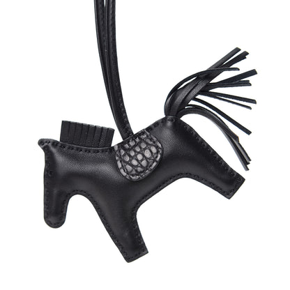 Hermes Milo Lambskin Matte Alligator Touch Grigri Rodeo Horse Bag Charm PM So Black 4 of 6
