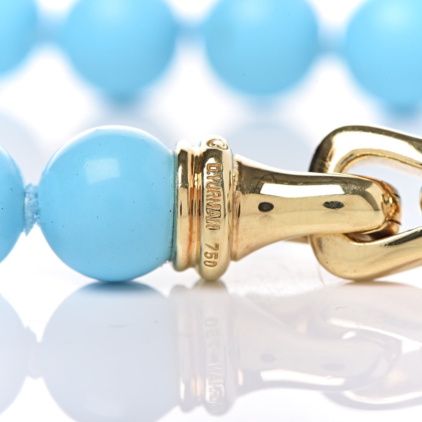 18K Yellow Gold Turquoise Spiritual Beads Necklace