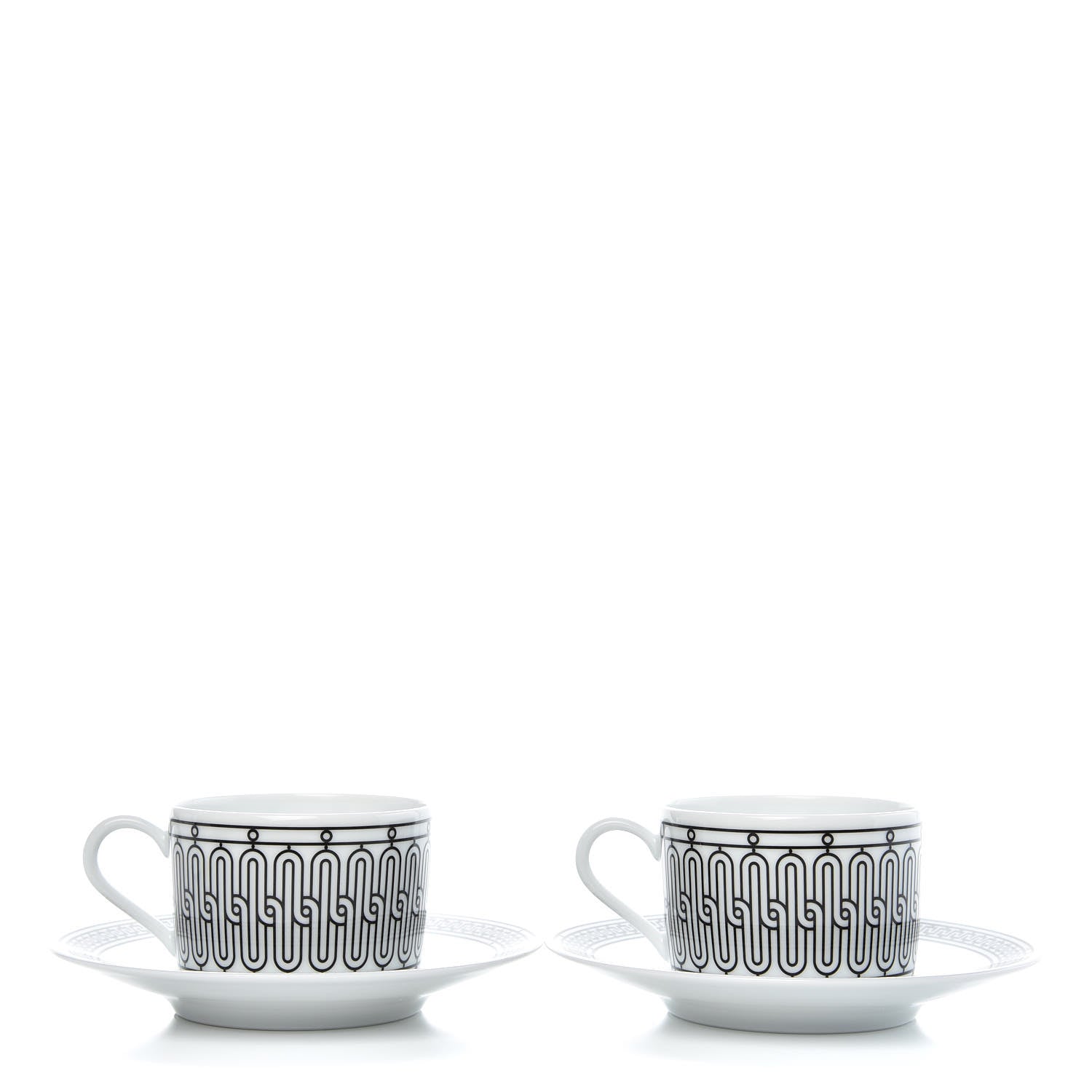 Hermes Porcelain H Deco Tea Cup And Saucer Set Of 2 2 of 8