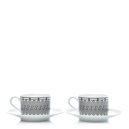 Hermes Porcelain H Deco Tea Cup And Saucer Set Of 2 2 of 8
