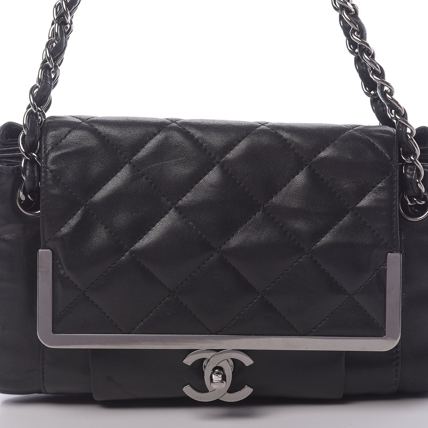 Chanel Calfskin Quilted Frame Flap Black 11 of 12