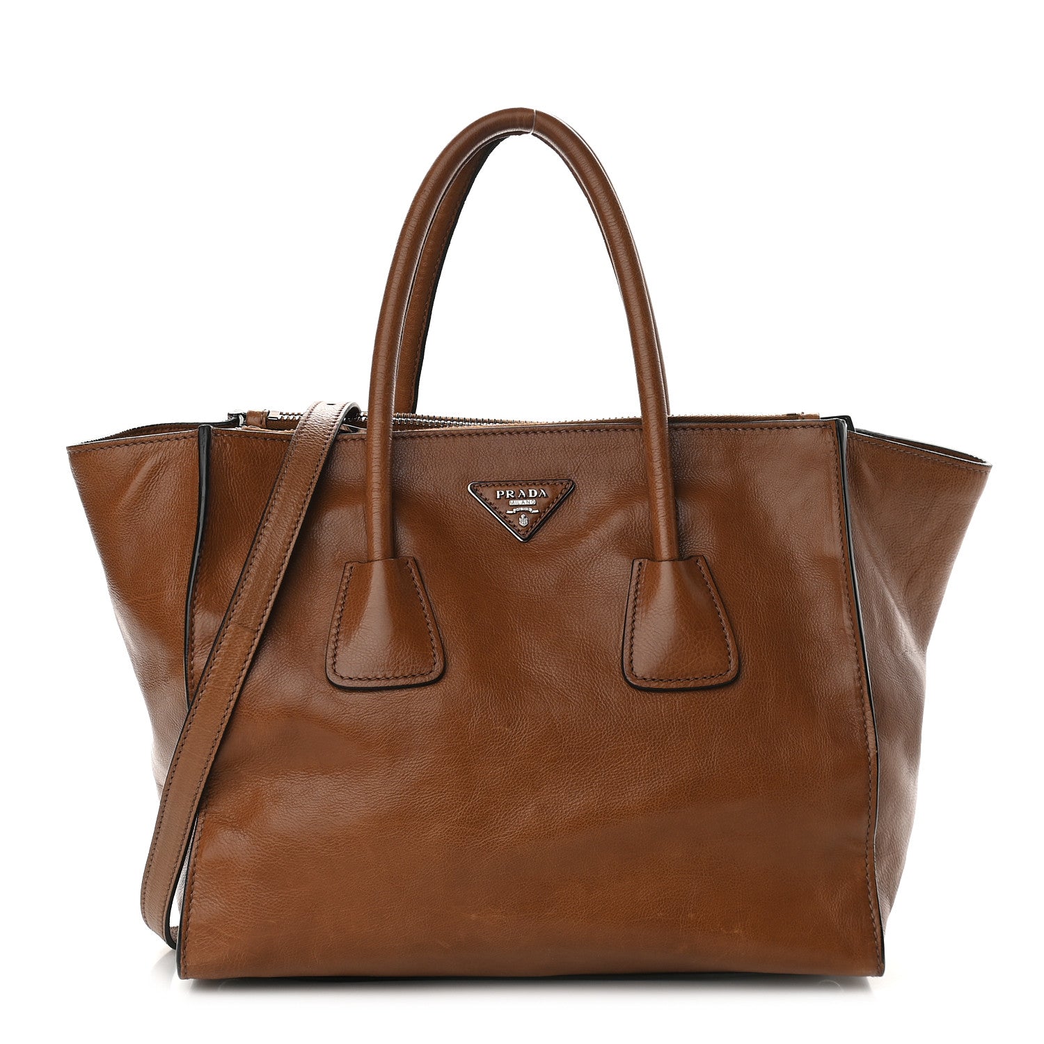 Prada Glace Calf Twin Pocket Tote Cannella 2 of 20