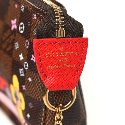 Louis Vuitton Damier Ebene 2019 Christmas Animation Mini Pochette Accessories Red 7 of 10