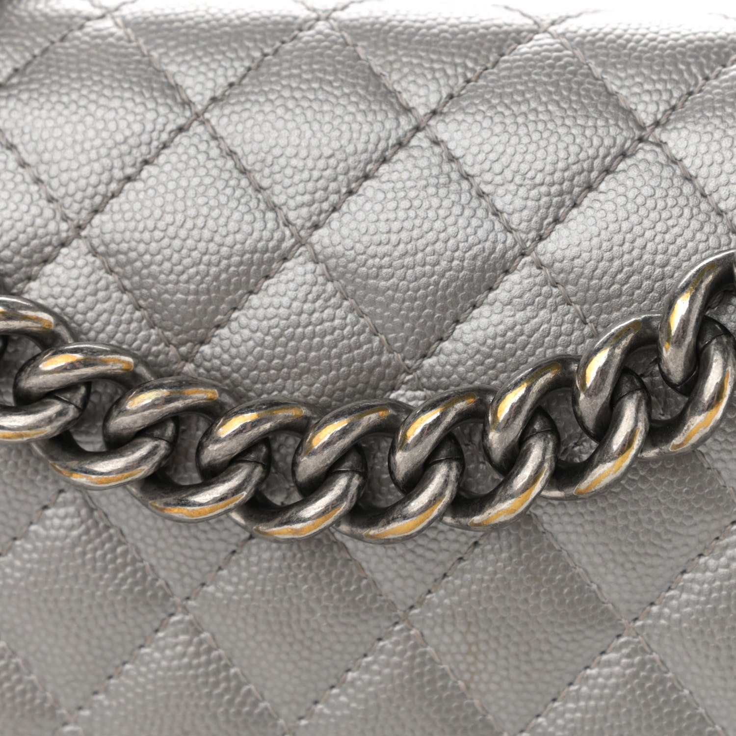 Chanel Metallic Caviar Quilted Medium Boy Flap Silver 12 of 16