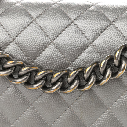Chanel Metallic Caviar Quilted Medium Boy Flap Silver 12 of 16