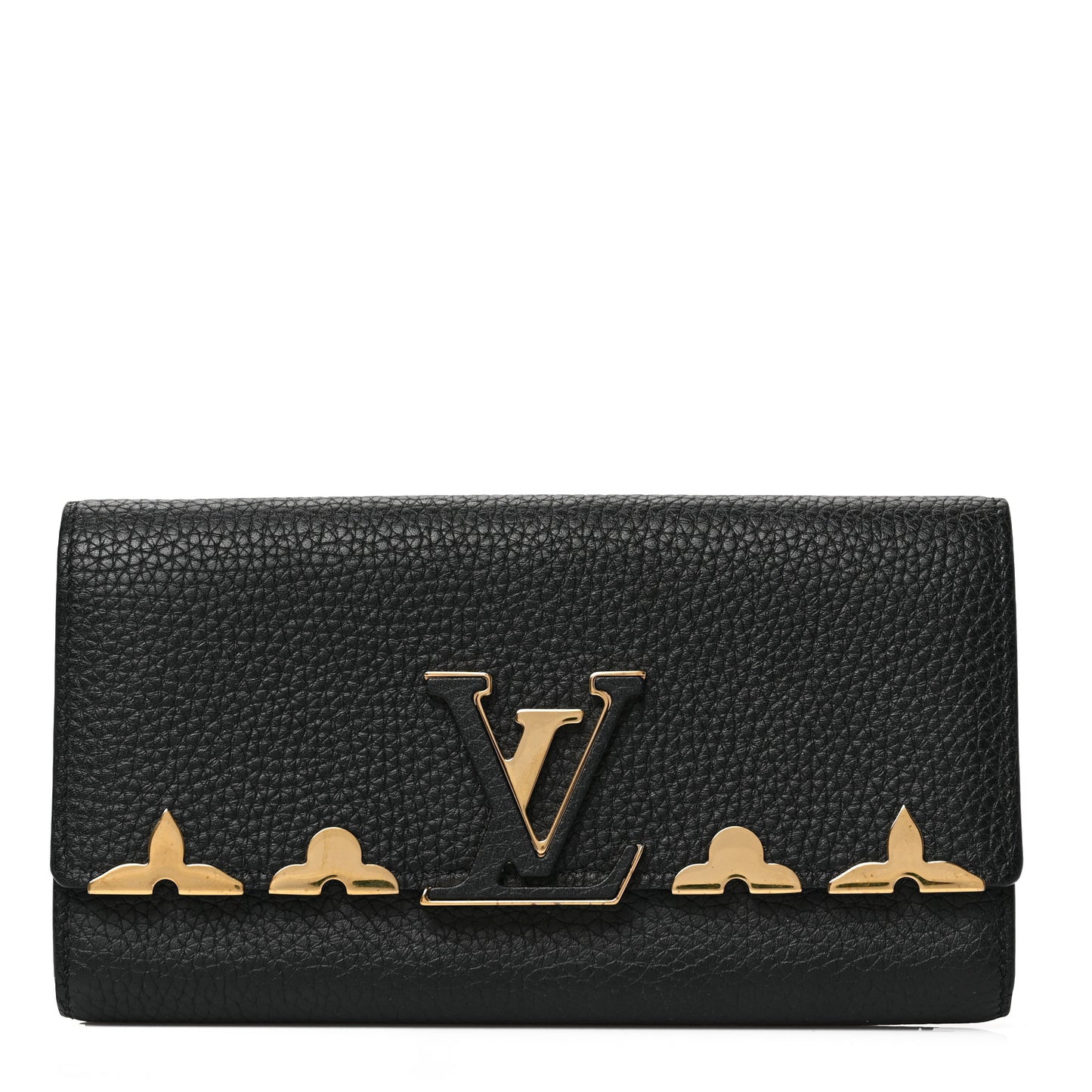 Taurillon Embellished Capucines Long Wallet Black