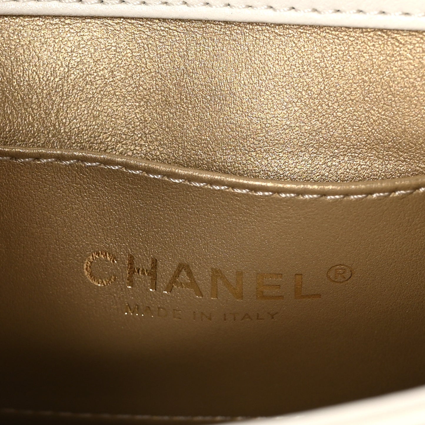 Lambskin Quilted Pearl Small Flap White