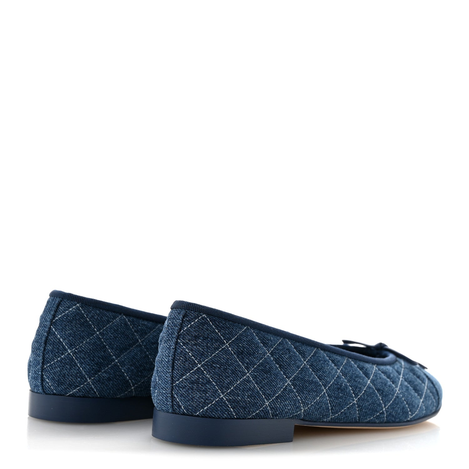 Chanel Washed Denim Quilted Cap Toe CC Ballerina Flats 39 Blue 5 of 10