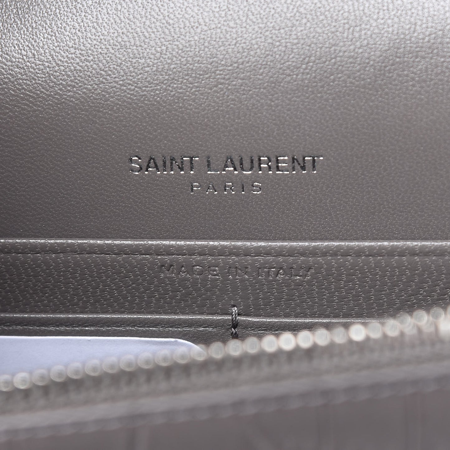 Calfskin Crocodile Embossed Kate Monogram Tassel Chain Wallet Fog