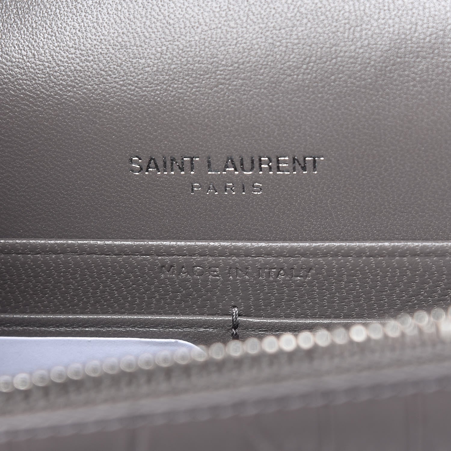 Saint Laurent Calfskin Crocodile Embossed Kate Monogram Tassel Chain Wallet Fog 8 of 10