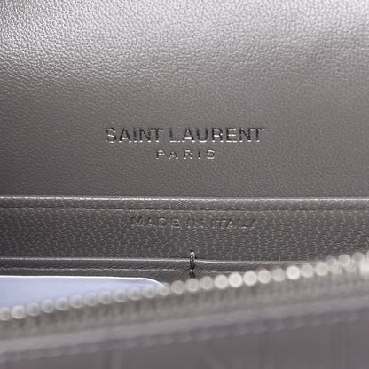 Saint Laurent Calfskin Crocodile Embossed Kate Monogram Tassel Chain Wallet Fog 8 of 10