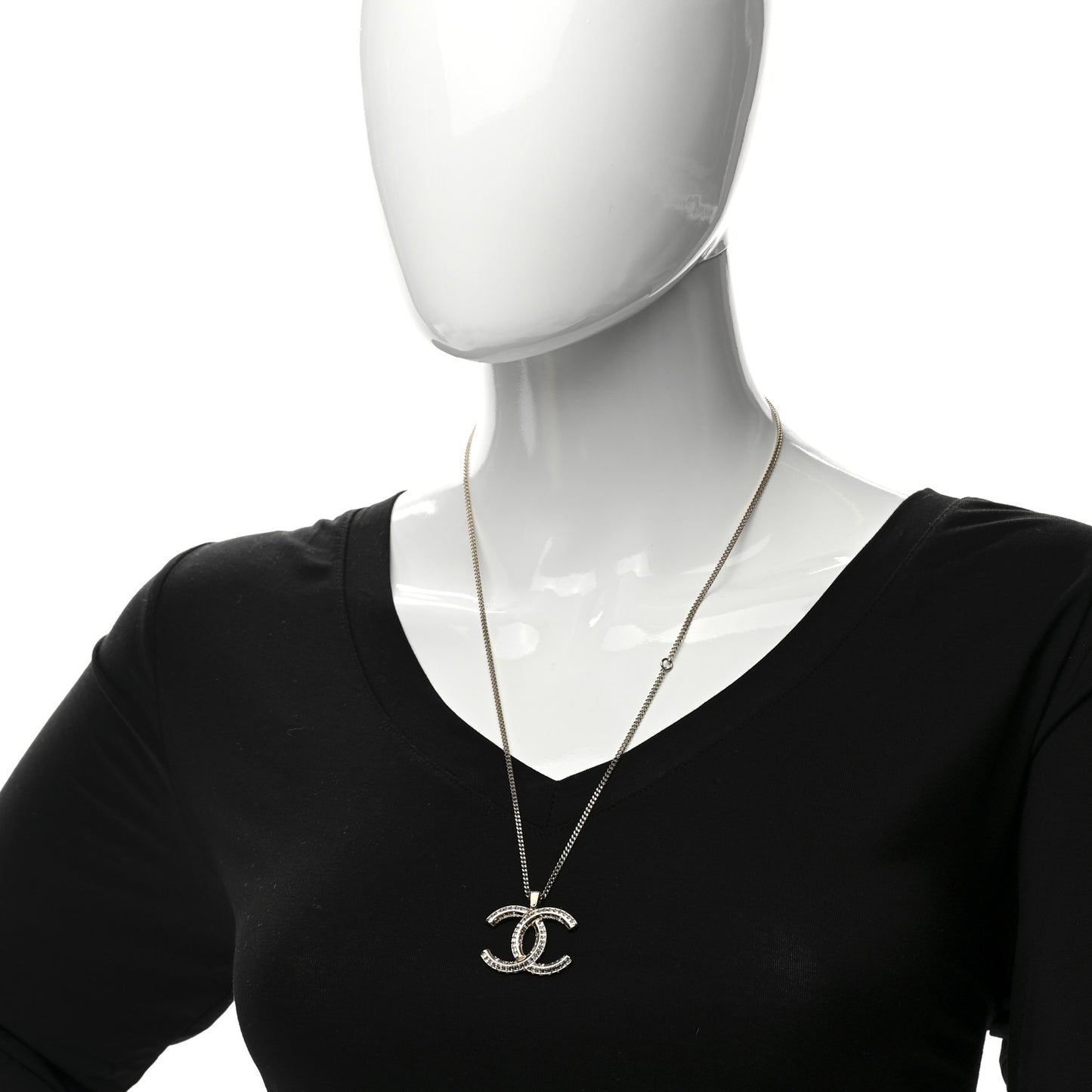 Crystal CC Chain Necklace Gold