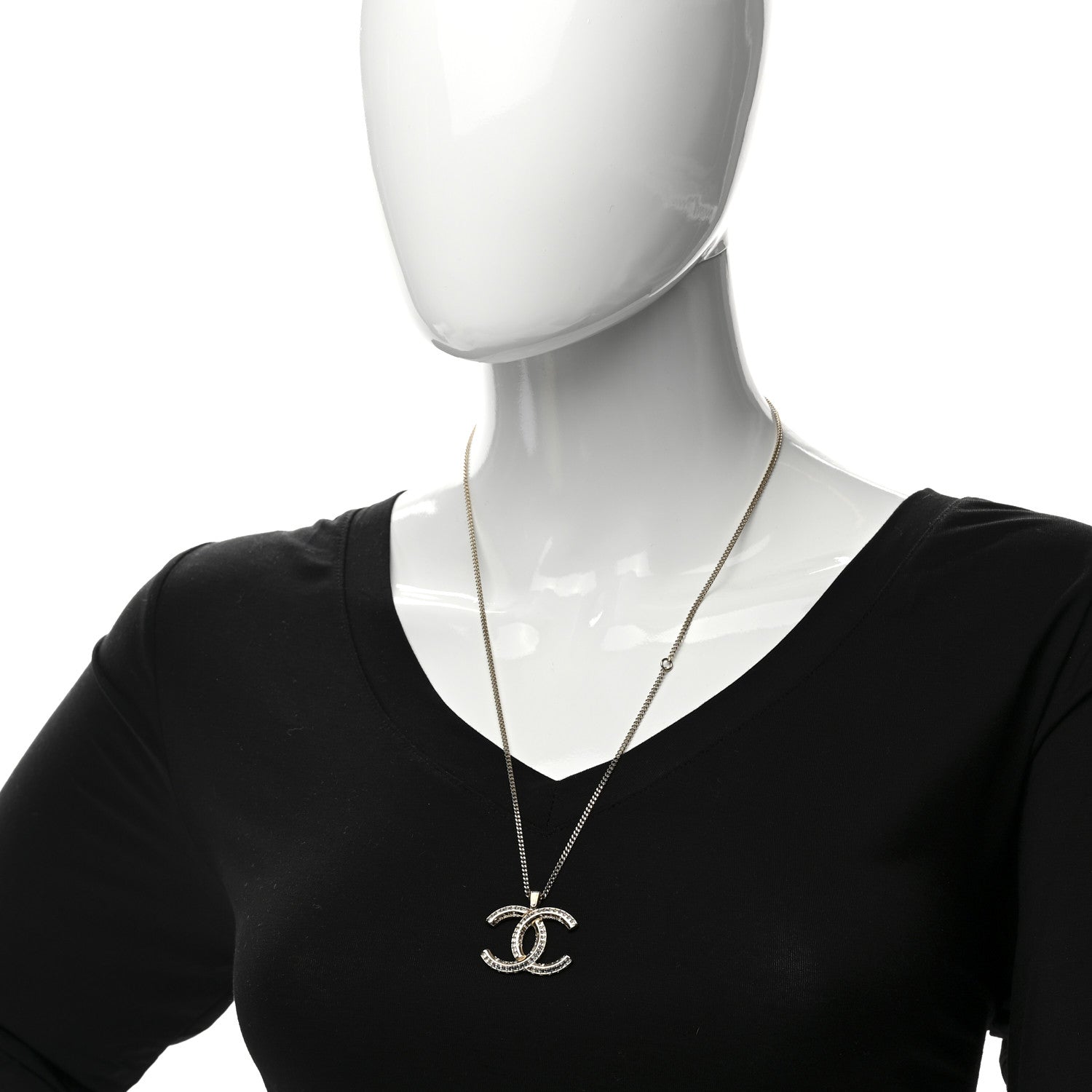 Chanel Crystal CC Chain Necklace Gold 2 of 7
