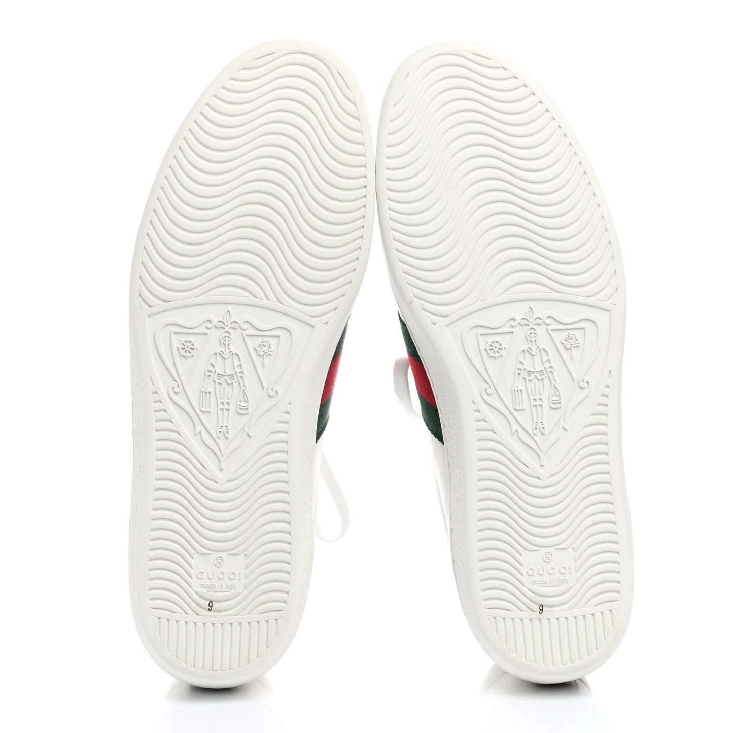 Calfskin Web Cherry Embroidered Mens Ace Sneakers 9 White
