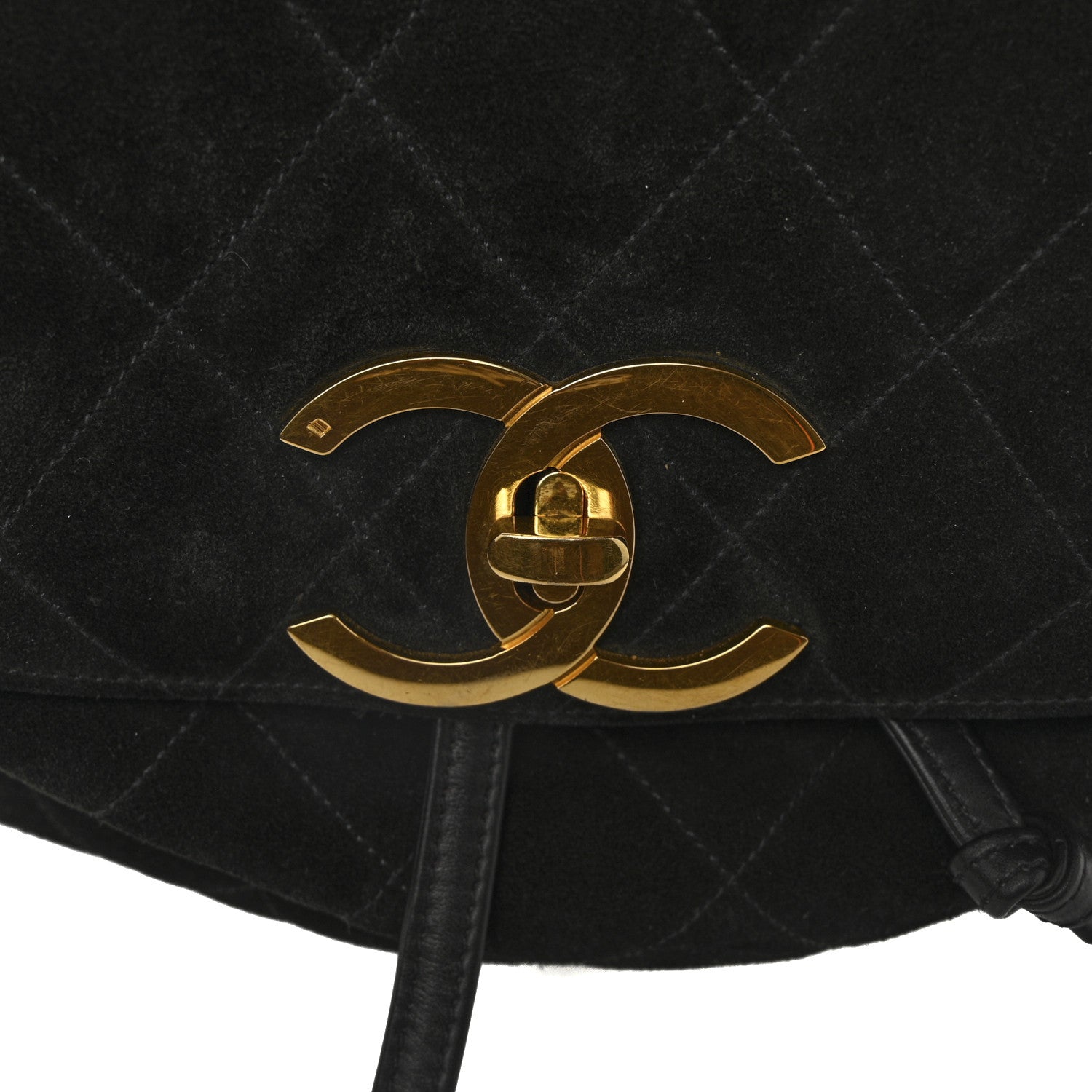 Chanel Suede Quilted CC Drawstring Backpack Black 11 of 13