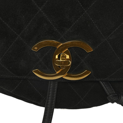 Chanel Suede Quilted CC Drawstring Backpack Black 11 of 13