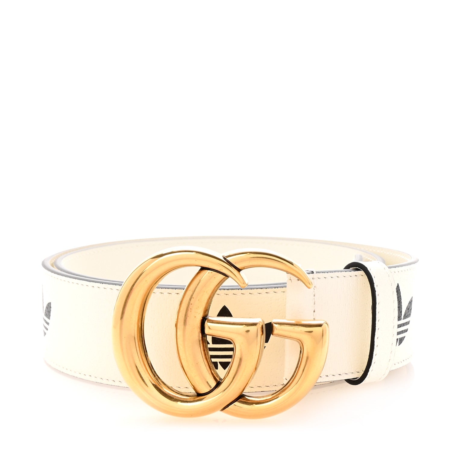 Gucci X ADIDAS Textured Dollar Calfskin Double G 40mm Belt 85 34 White Black 1 of 5