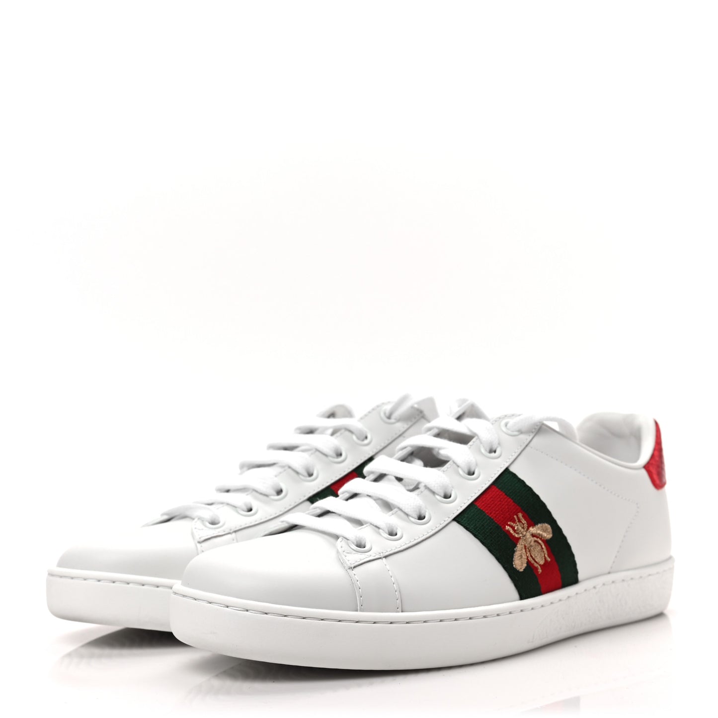 Calfskin Ayers Bee Embroidered Womens Ace Sneakers 38.5 White Green