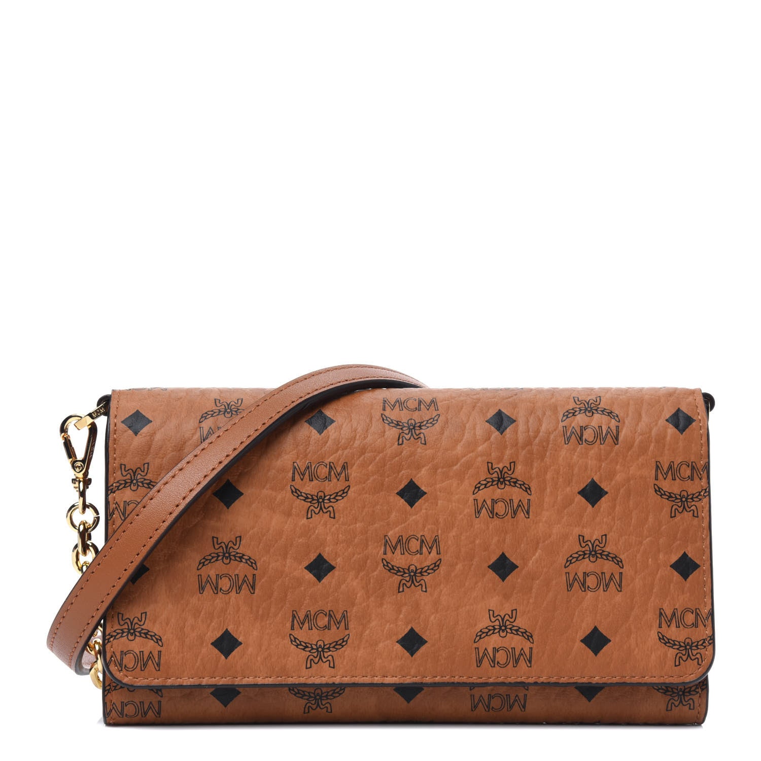 MCM Visetos Chain Wallet Crossbody Cognac 1 of 13