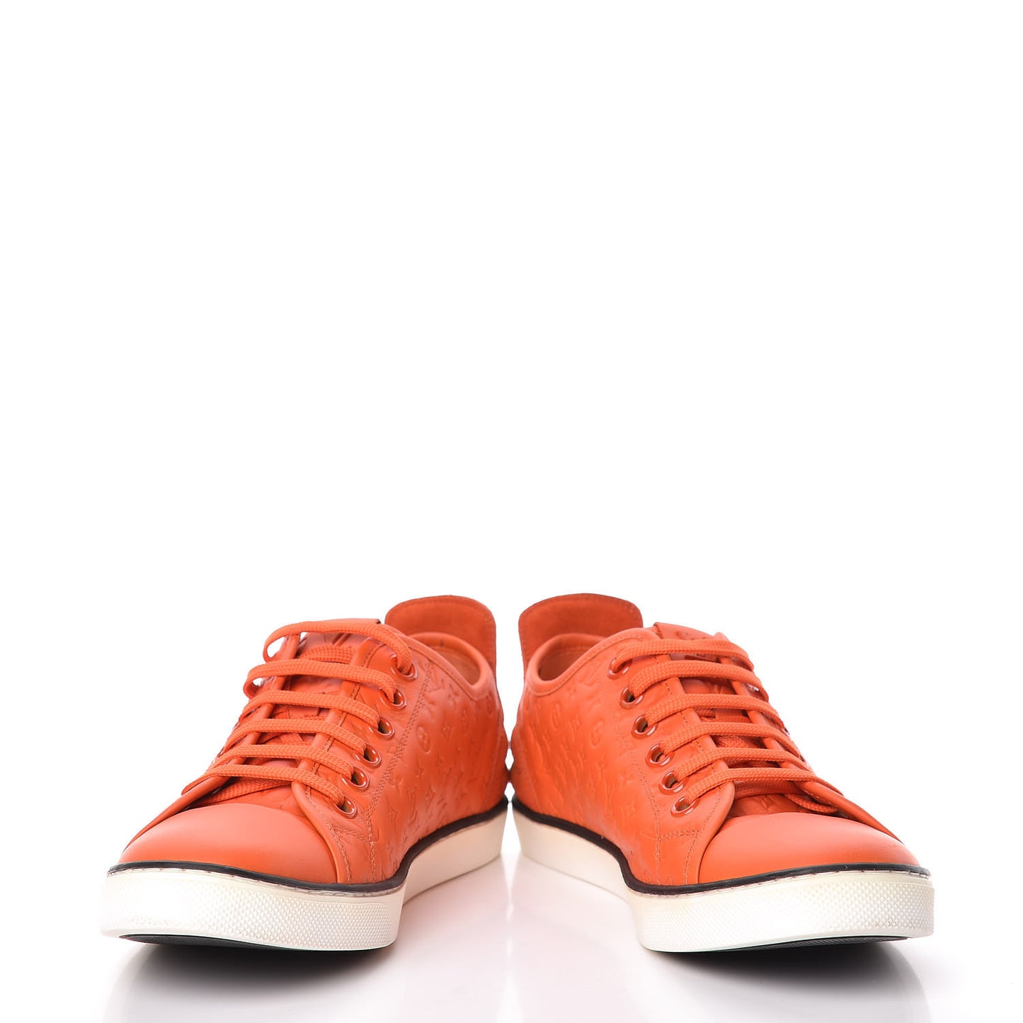Calfskin Embossed Monogram Punchy Sneakers 39 Orange