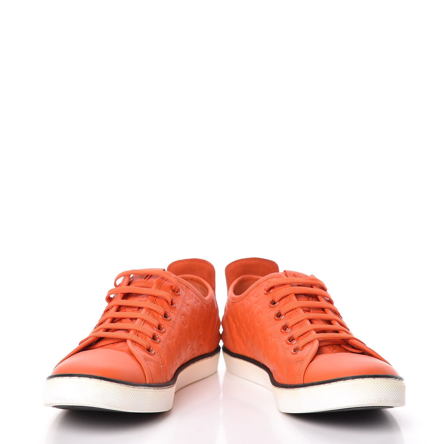 Louis Vuitton Calfskin Embossed Monogram Punchy Sneakers 39 Orange 5 of 10