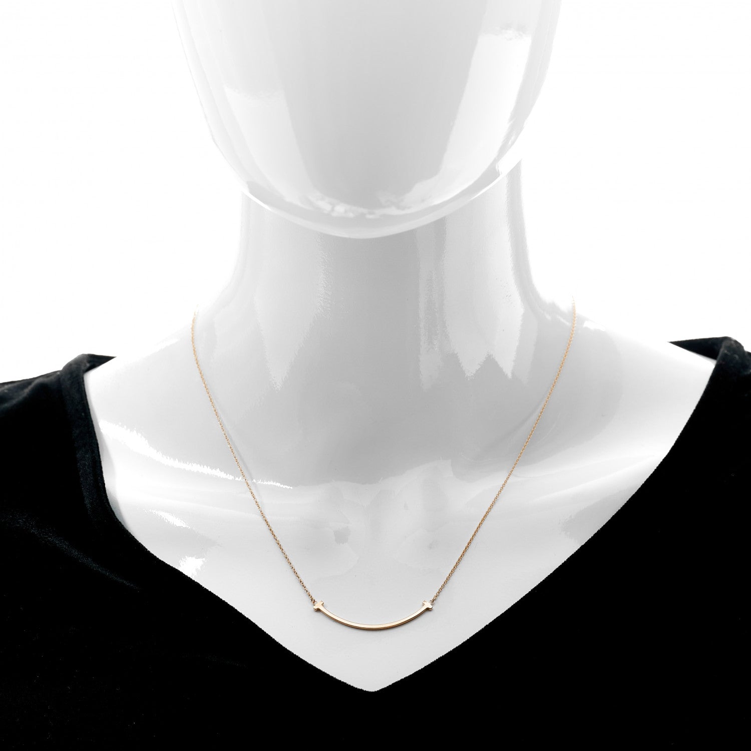 Tiffany 18K Rose Gold Small T Smile Pendant Necklace 2 of 6