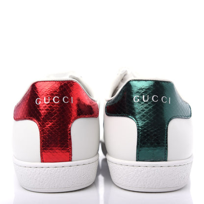 Gucci Calfskin Ayers Bee Embroidered Womens Ace Sneakers 37.5 White Green 7 of 11