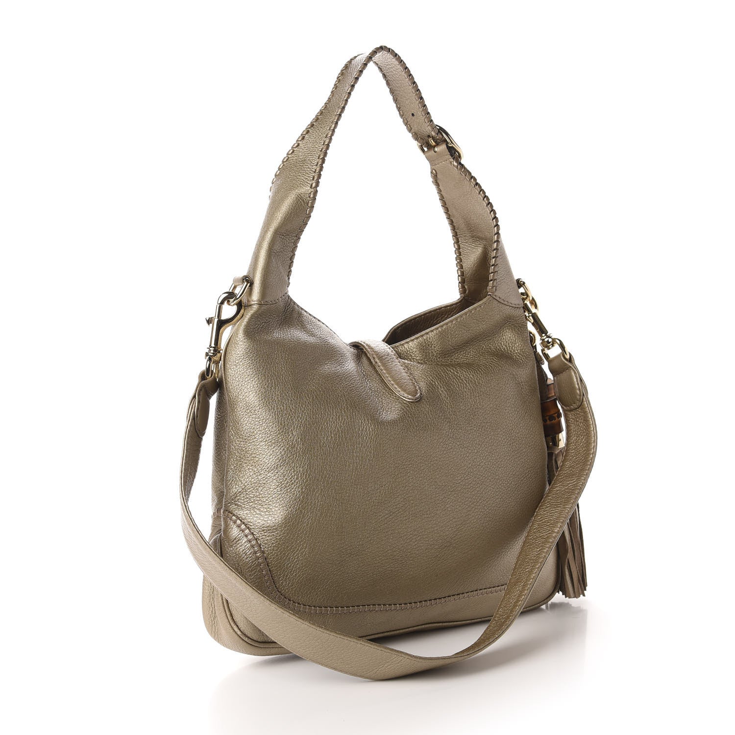 Gucci Metallic Pebbled Calfskin Medium New Jackie Shoulder Bag Gold 3 of 10