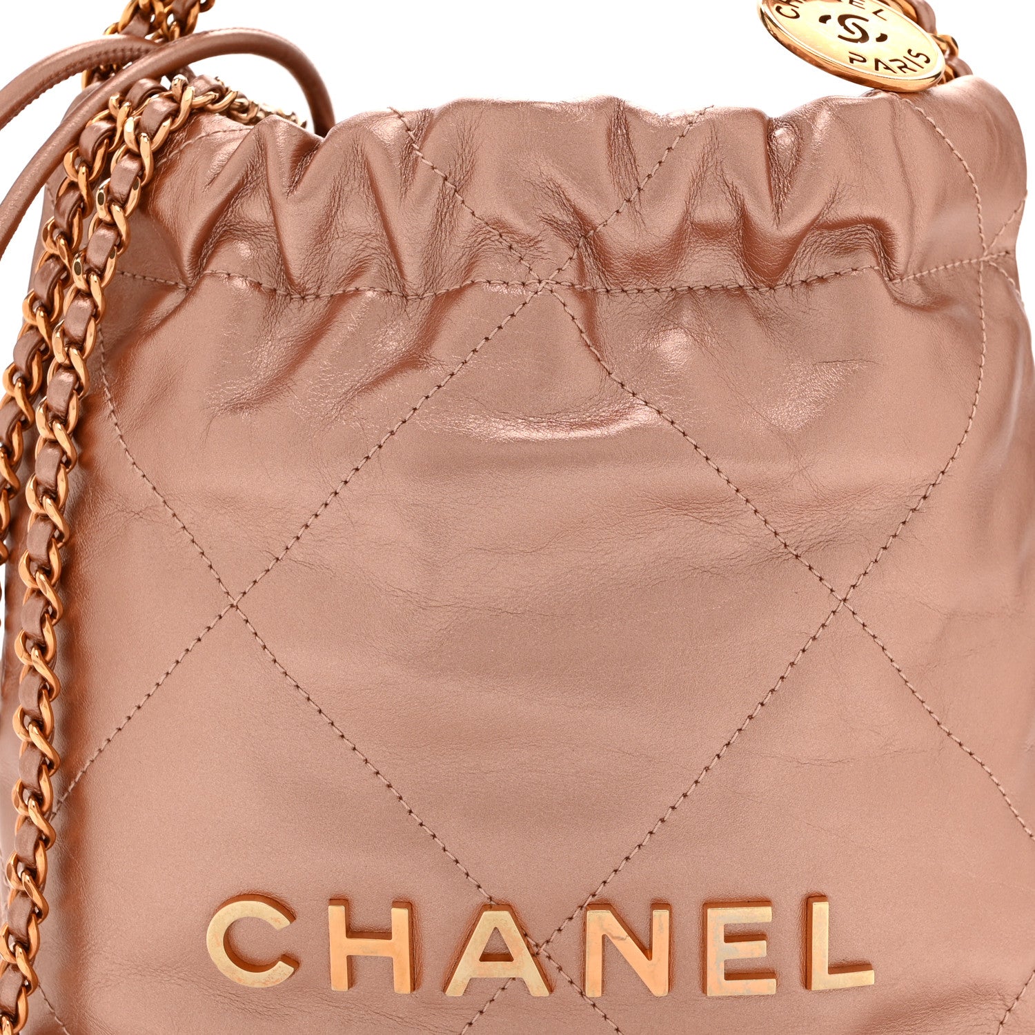 Chanel Metallic Calfskin Quilted Mini Chanel 22 Copper 8 of 11