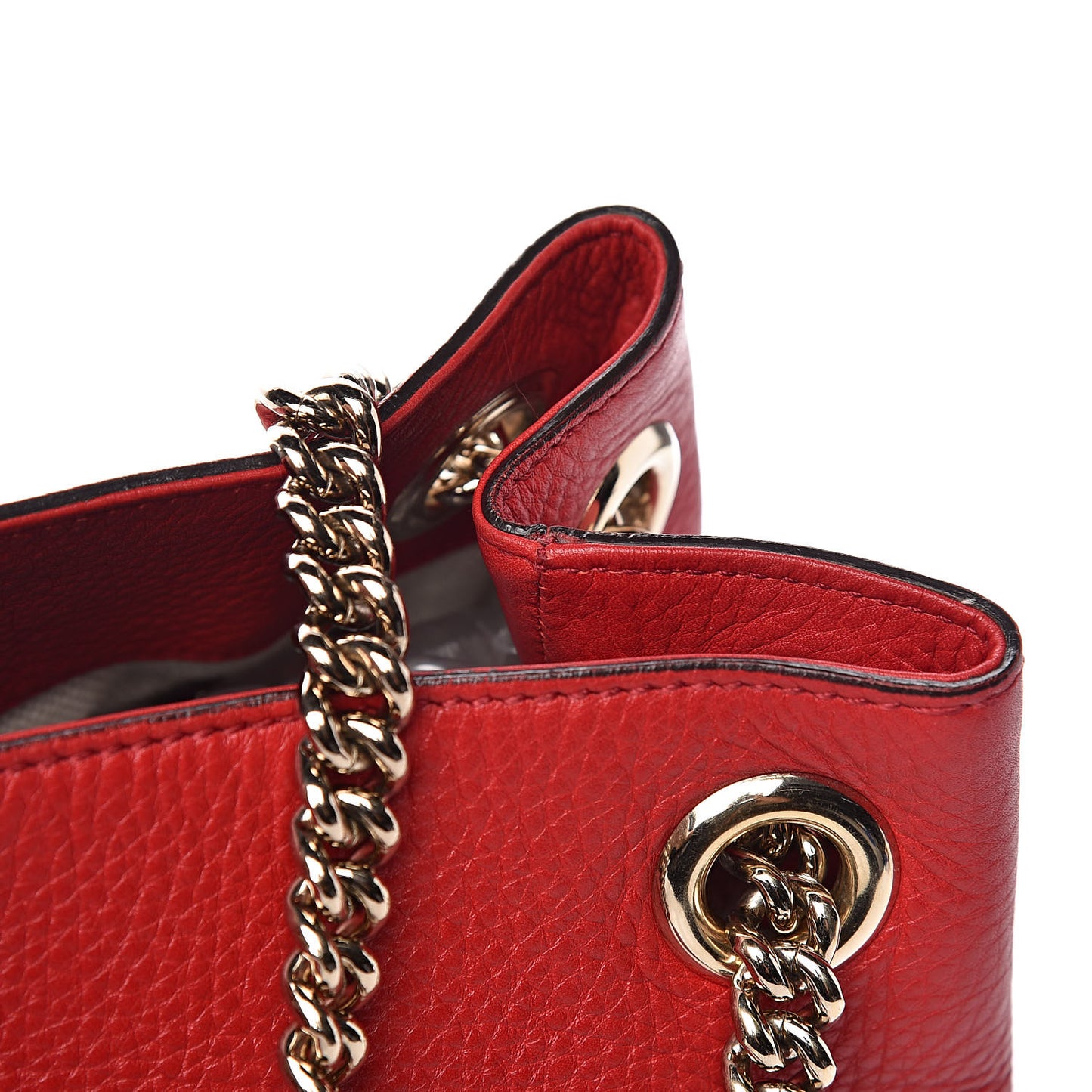 Pebbled Calfskin Medium Soho Chain Shoulder Bag Tabasco Red