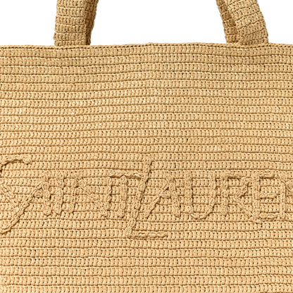 Saint Laurent Raffia Logo Tote Naturel 7 of 9