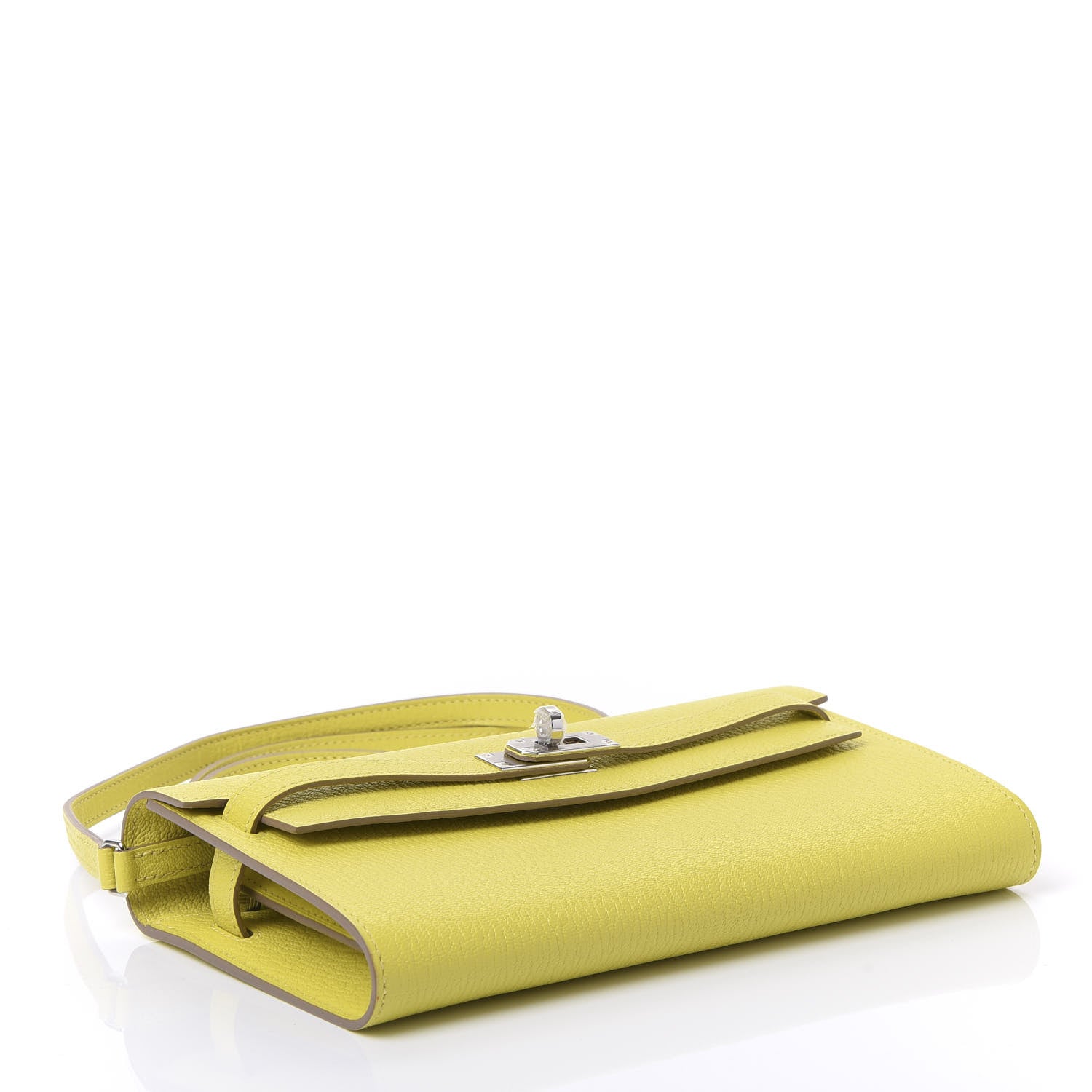 Hermes Chevre Mysore Kelly Wallet To Go Lime 3 of 9