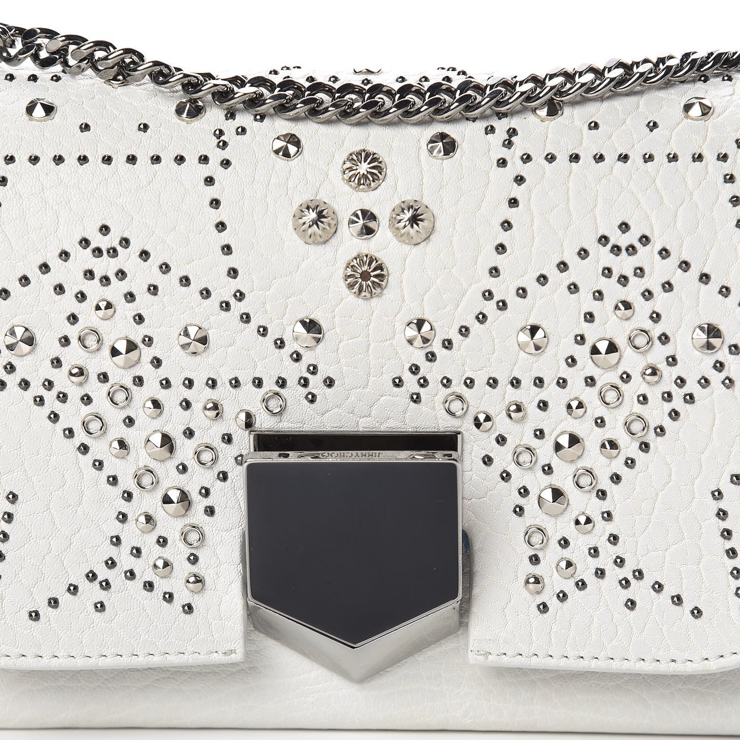 Lambskin Studded Star Lockett Petite Crossbody Bag Chalk