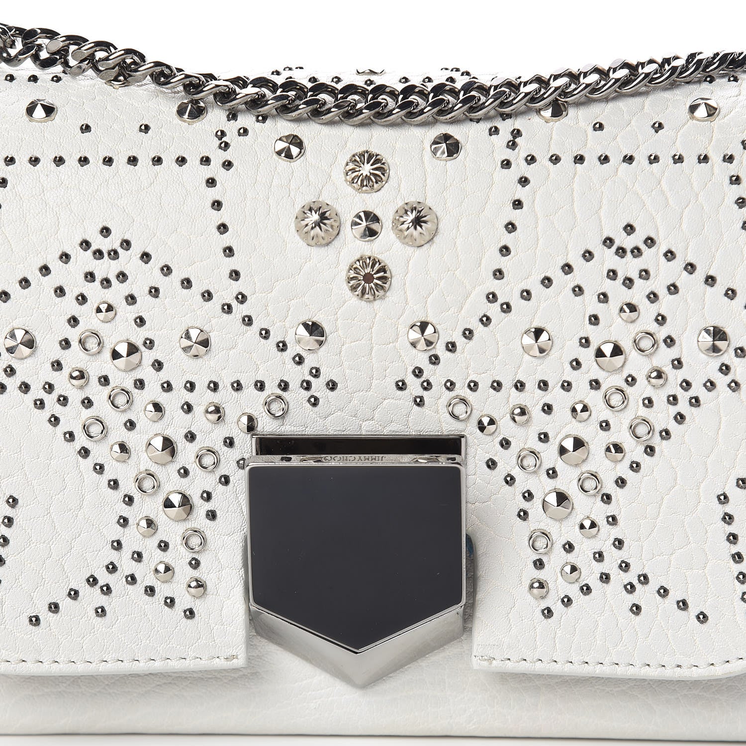 Jimmy Choo Lambskin Studded Star Lockett Petite Crossbody Bag Chalk 8 of 10