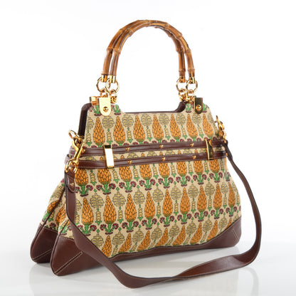 Gucci Canvas Printed Pop Bamboo Large Top Handle Tote 5 of 14