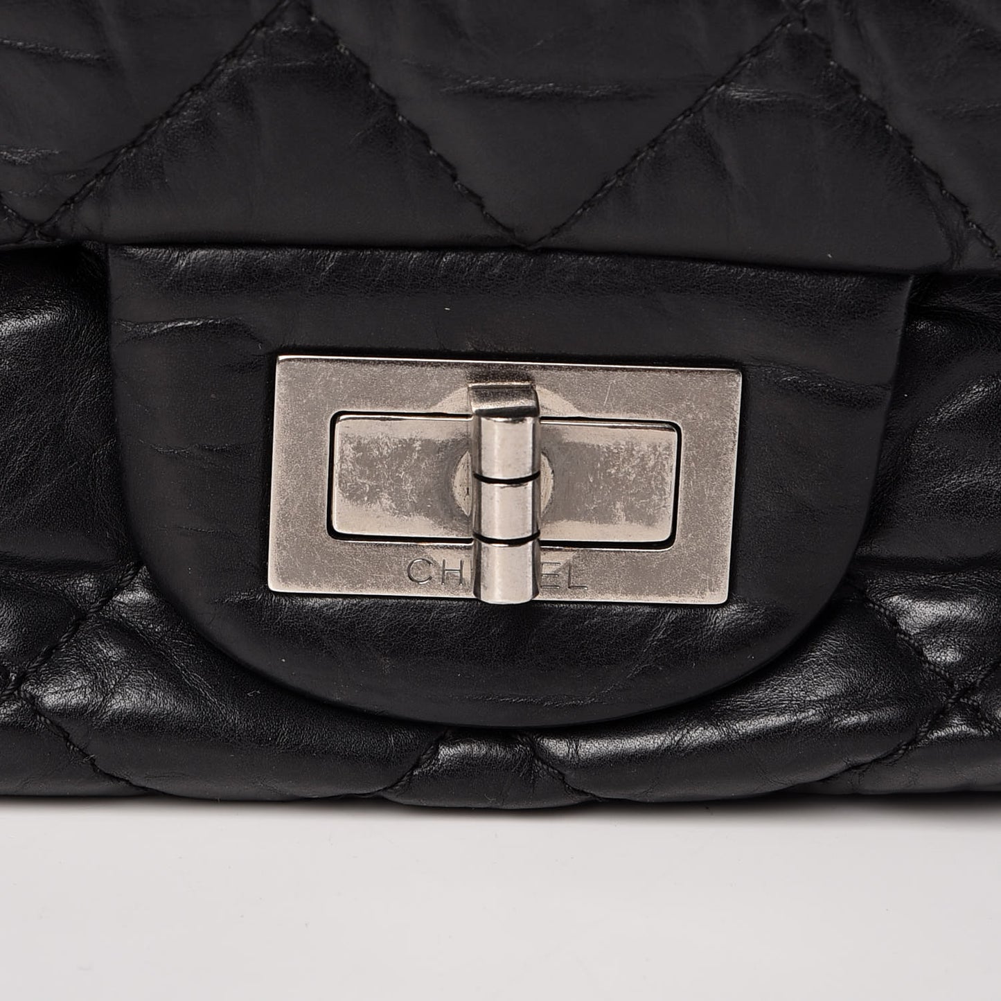 Aged Calfskin Quilted 2.55 Reissue 227 Flap Black