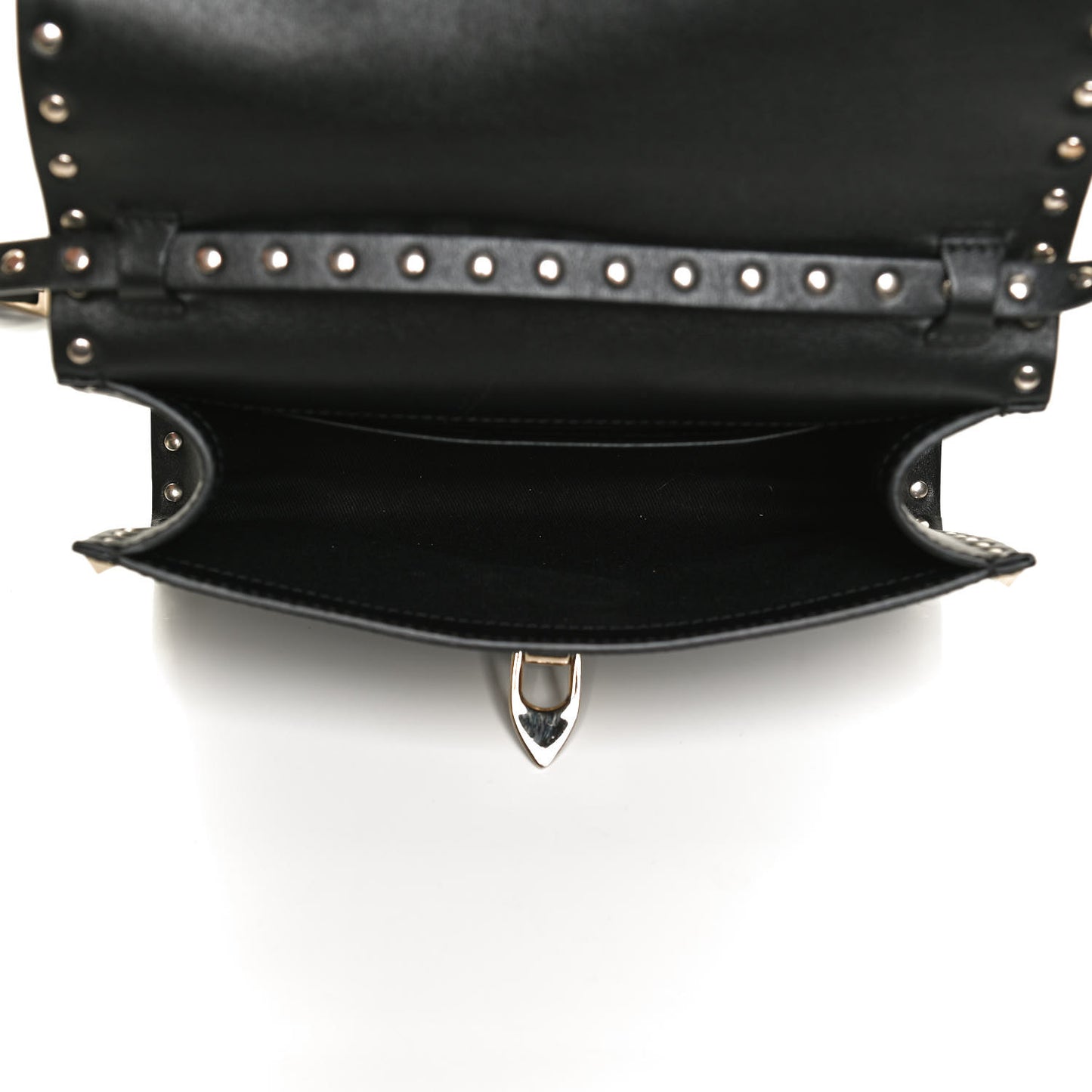 Vitello Medium Rockstud Flip Lock Crossbody Bag Black