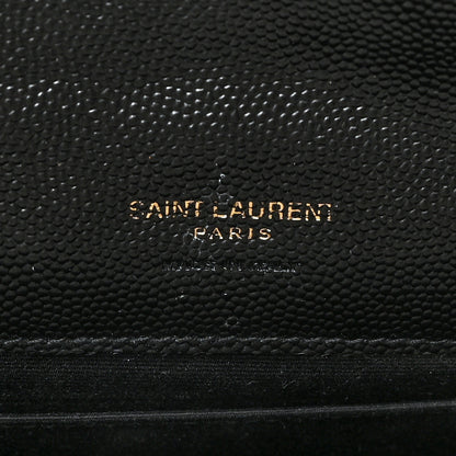 Saint Laurent Grain De Poudre Matelasse Chevron Monogram Envelope Clutch Black 6 of 6