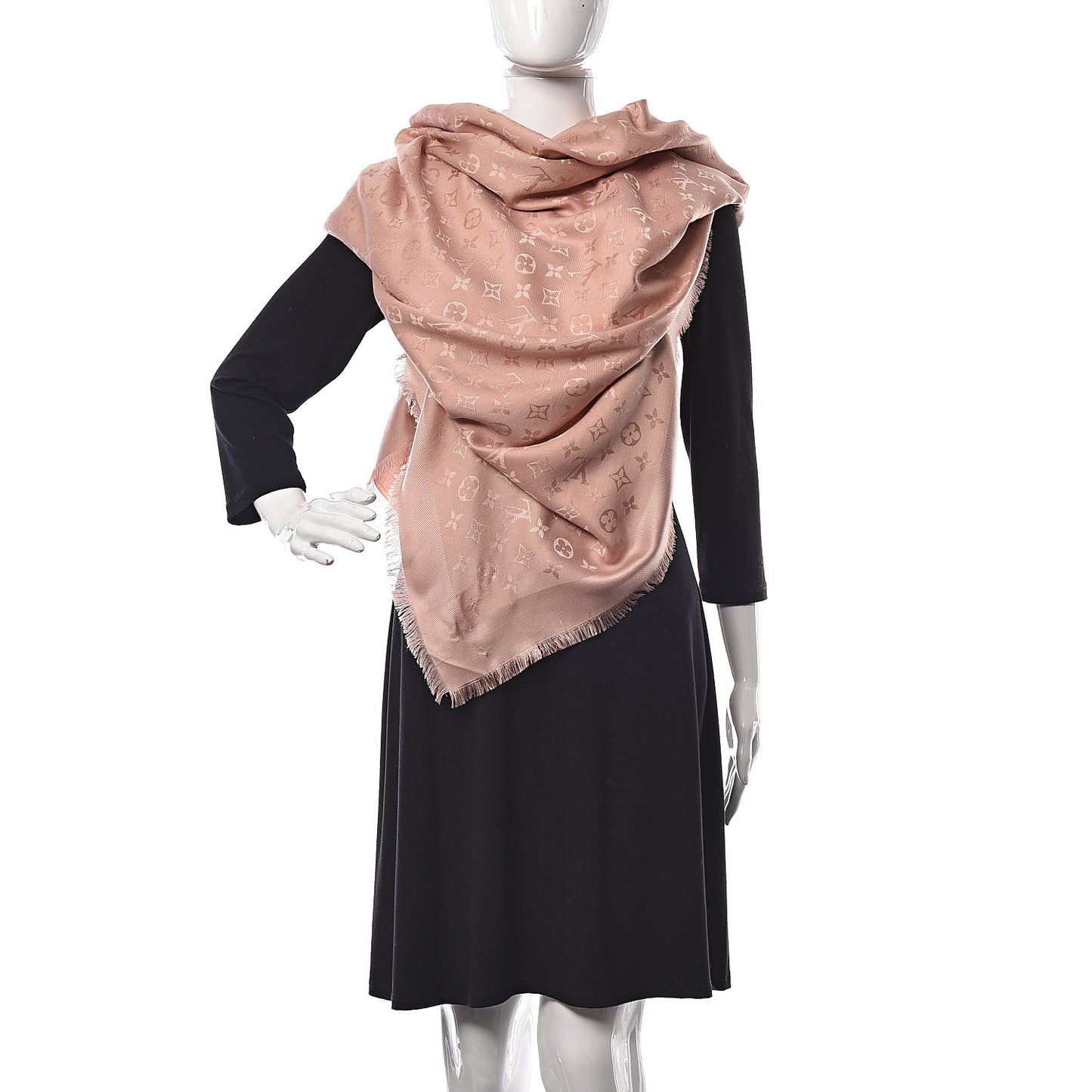 Silk Wool Monogram Shawl Natural
